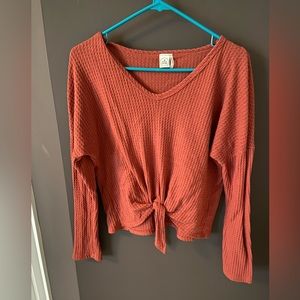 Paper Crane tie front sweater.